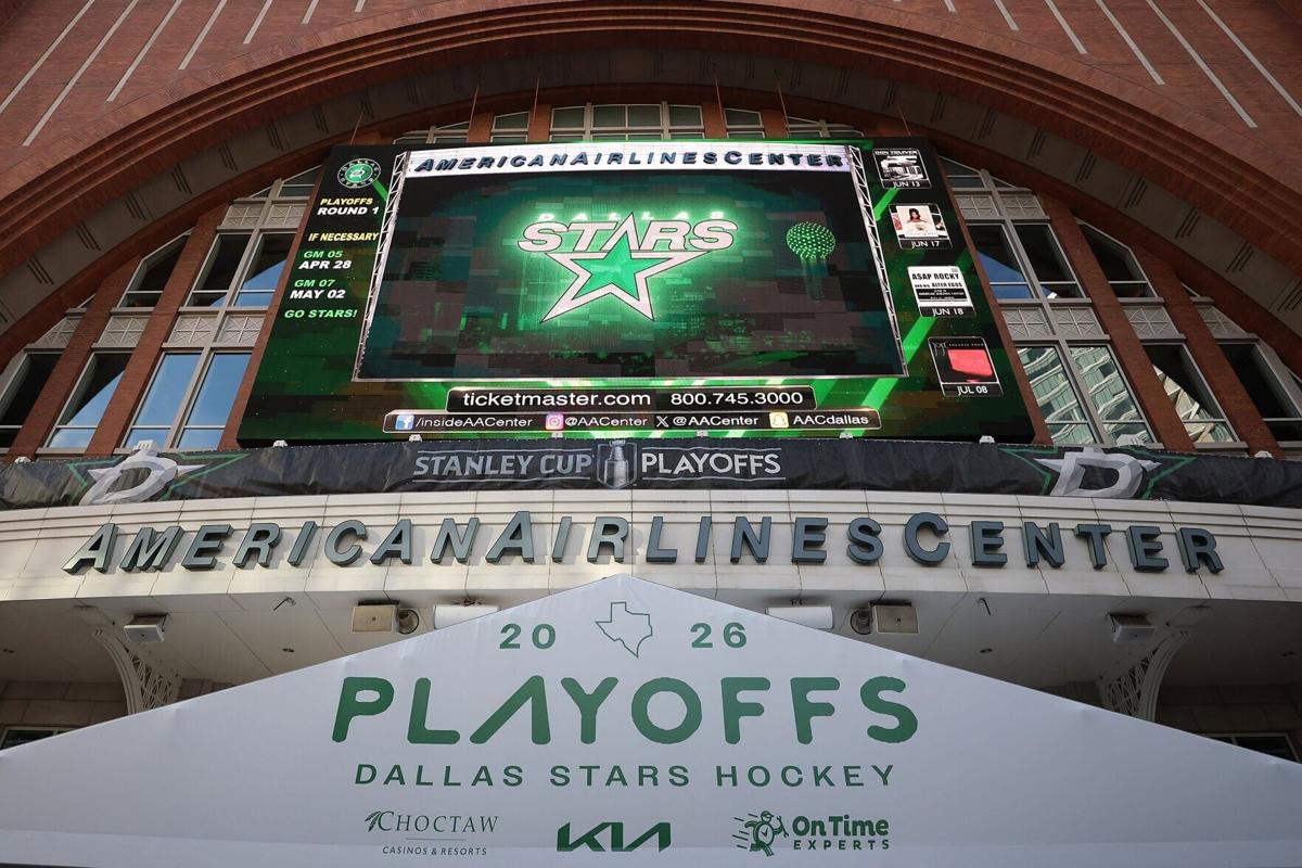 The American Airlines Center prior to Game 2 of a first-round playoff series between the Dallas Stars and the Minnesota Wild, on April 20, 2026, in Dallas.