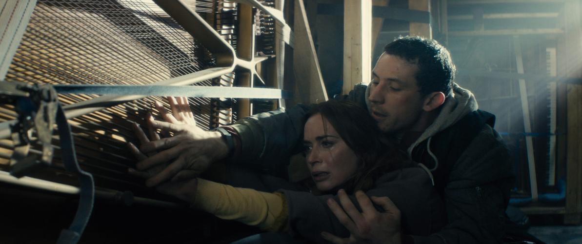 Daniel (Josh O'Connor) helps Margaret (Emily Blunt) through a stressful situation in Steven Spielberg's sci-fi thriller "Disclosure Day."