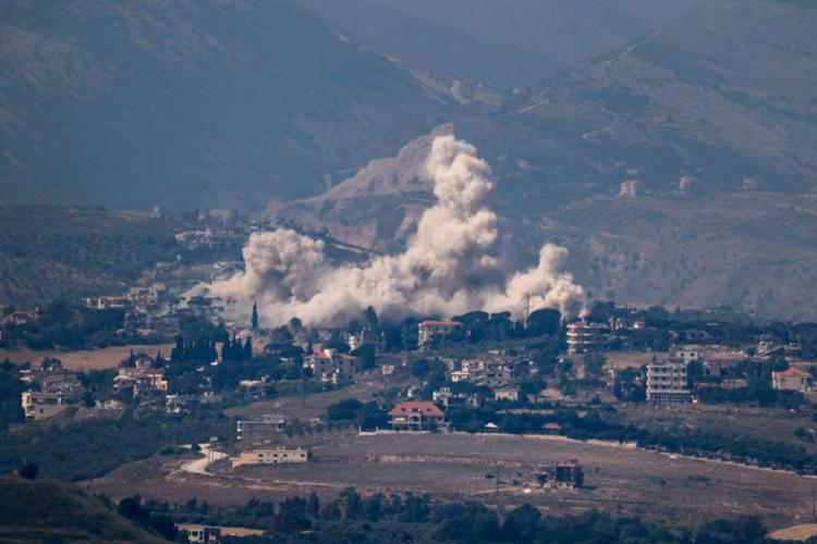 Smoke rises following an air strike in Lebanon