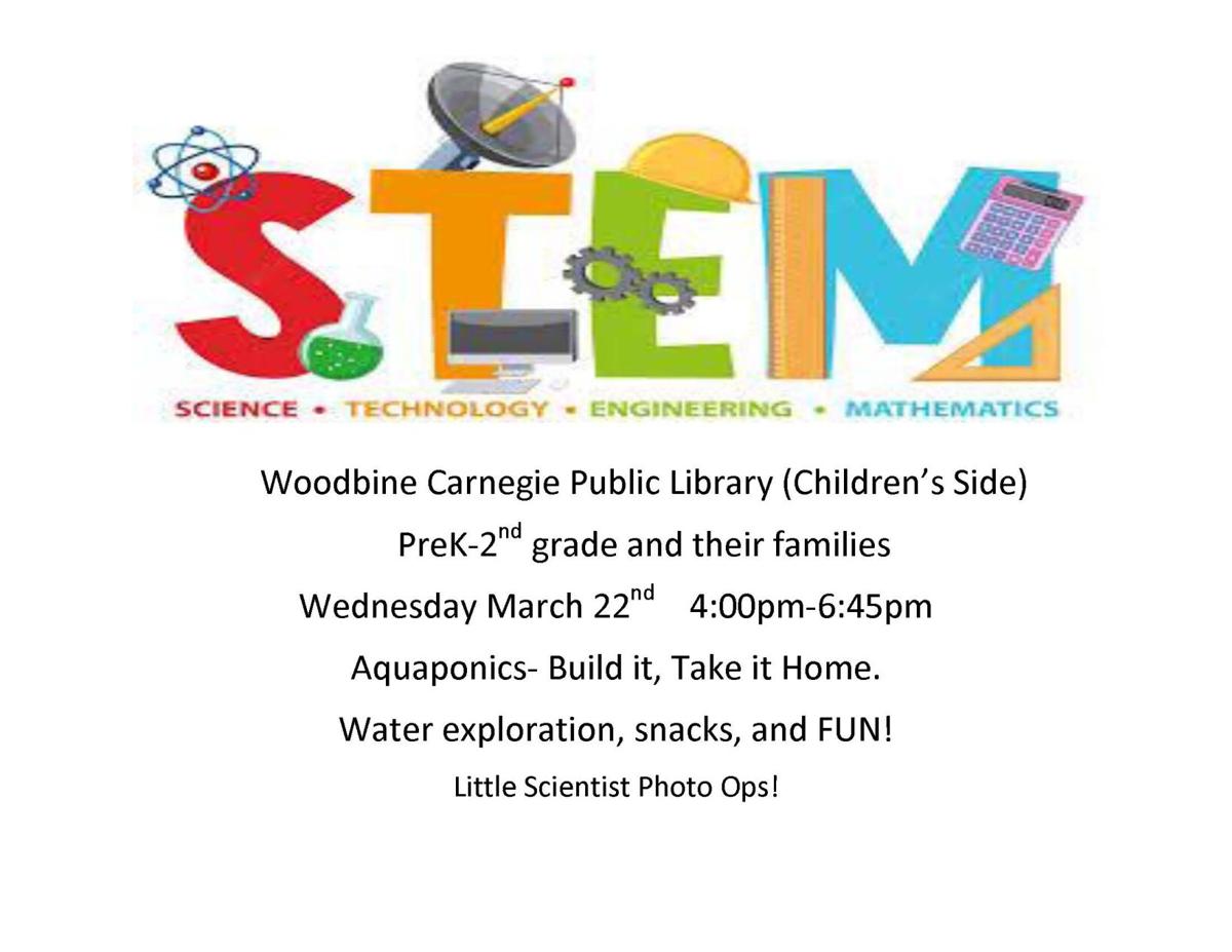 STEM event at Woodbine Carnegie Public Library on March 22