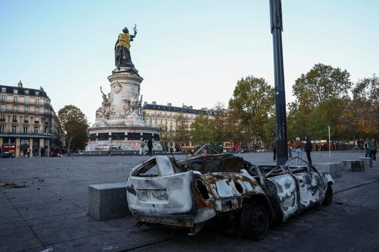 Aftermath of clashes during a national day of protests against the cost of living and rising fuel prices, in Paris