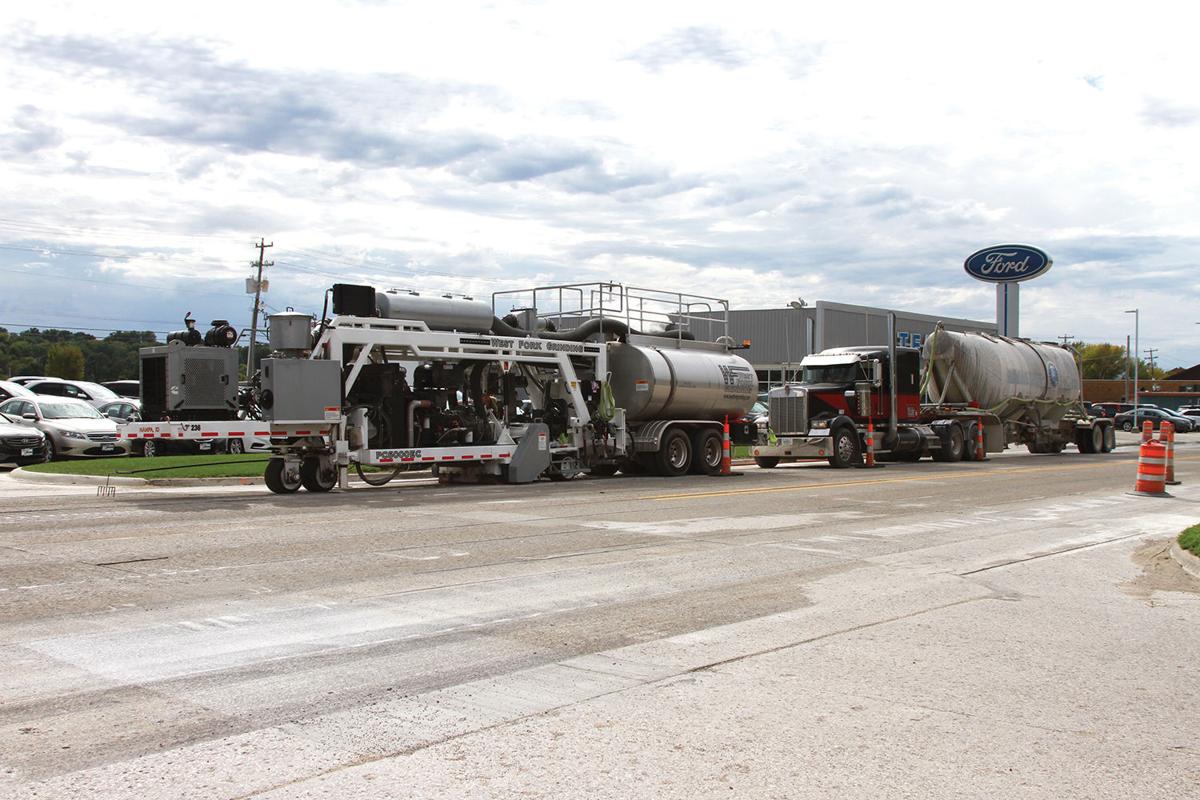 Road work on Highway 30, grinders