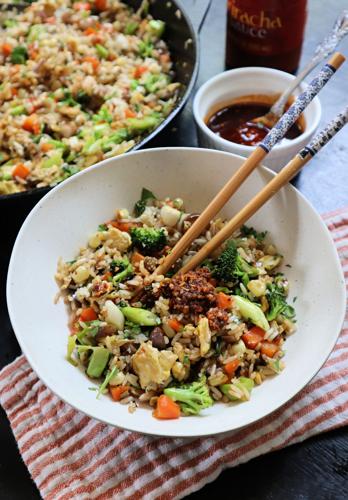 Use up leftover vegetables for Extra-Veggie Fried Rice.