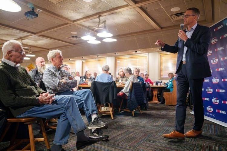 Rep. Randy Feenstra, R-Iowa, speaks to the Westside Conservative Club at the Machine Shed in Urbandale, April 8, 2026.