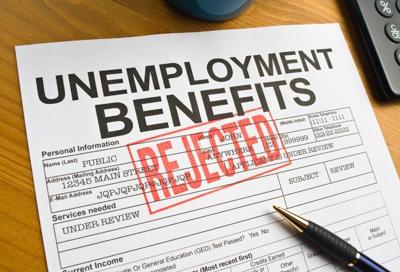 unemployment benefits form with rejected stamp