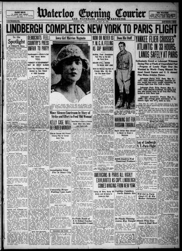 Lindbergh flight Courier front page
