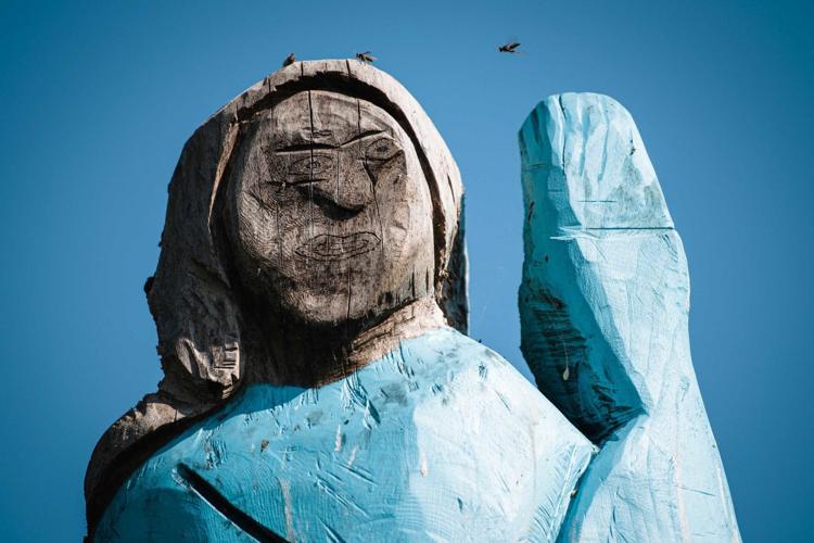 Melania Trump statue in Slovenia removed after being set on fire