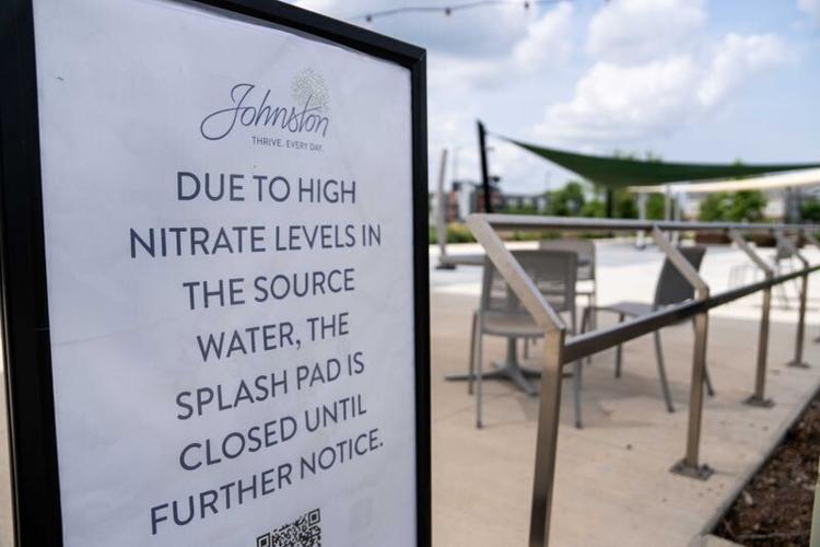 The closed Johnston Town Center Splash Pad on June 13, 2025, in Johnston. The closure is due to high nitrate levels in the water.