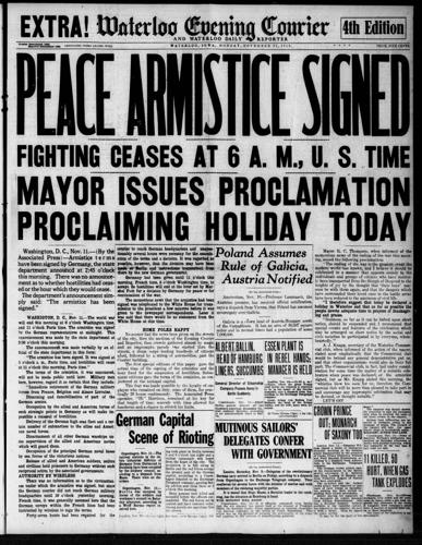 End of WWI Courier front page