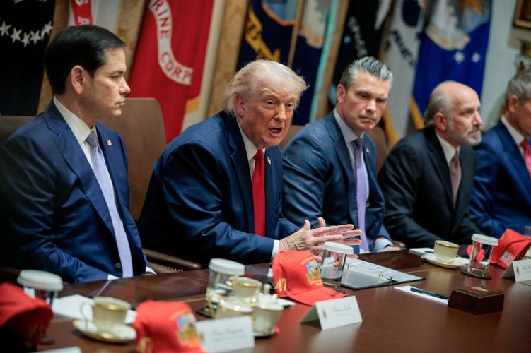 U.S. President Donald Trump participates in a cabinet meeting, at the White House