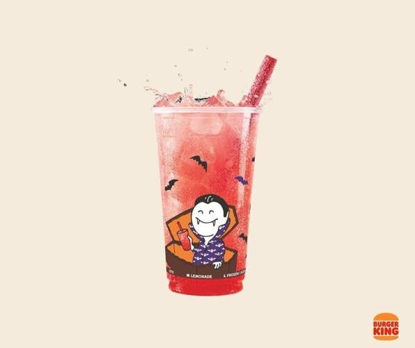 Burger King's limited-time Halloween-themed drink, which mixes Sprite and strawberry-flavored syrup called the Vampire’s Bite Strawberry & Sprite.