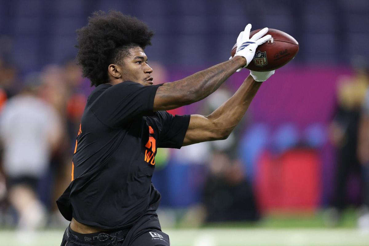 KC Concepcion of the Texas A&M Aggies participates in a drill during the 2026 NFL Scouting Combine at Lucas Oil Stadium on Feb. 28, 2026, in Indianapolis.