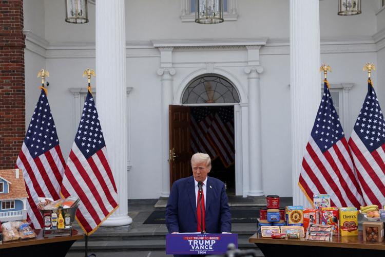 FILE PHOTO: Republican presidential nominee and former U.S. President Donald Trump holds a press conference in Bedminster