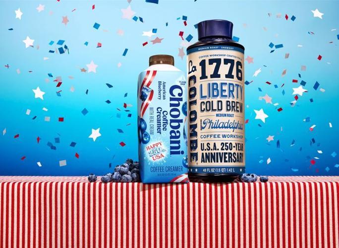 Chobani's American Blueberry creamer and La Colombe's limited-time packaging are available to celebrate America’s 250th anniversary.