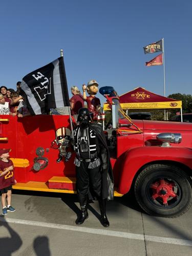Troy DeJoode dressed as Darth Vader at an Iowa State football tailgate