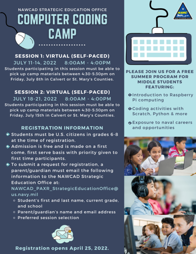NAWCAD Strategic Education Office announnces computer coding camp ...