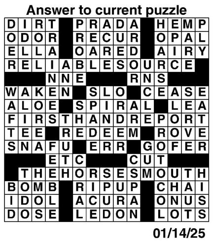 Crossword puzzles for Week of Jan 12 2025 Multimedia dcourier com