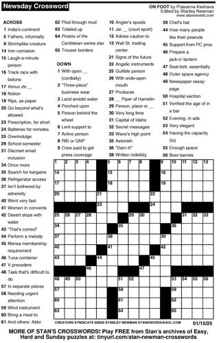 Crossword puzzles for Week of Jan 12 2025 Multimedia dcourier com