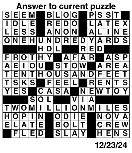 Crossword puzzles for Week of Dec 22 2024 Multimedia dcourier com