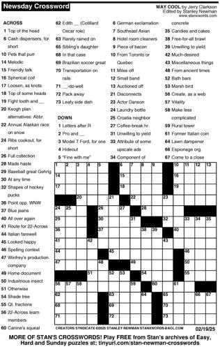 Crossword puzzles for Week of Feb 16 2025 Multimedia dcourier com