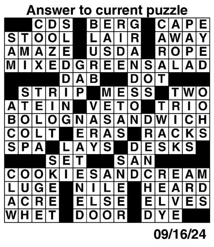 Crossword puzzles for Week of Sept 15 2024 Multimedia dcourier com