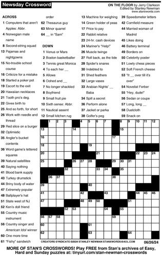 Crossword puzzles for Week of June 23 2024 Multimedia dcourier com
