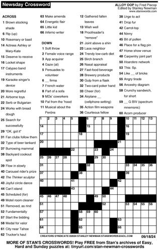 Crossword puzzles for Week of Sept 15 2024 Multimedia dcourier com