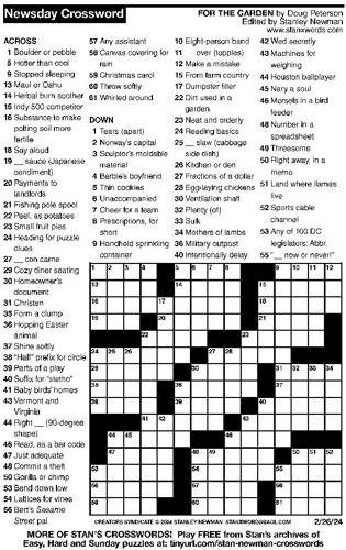 Crossword puzzles: Week of Feb 25 2024 Puzzles from Print Edition