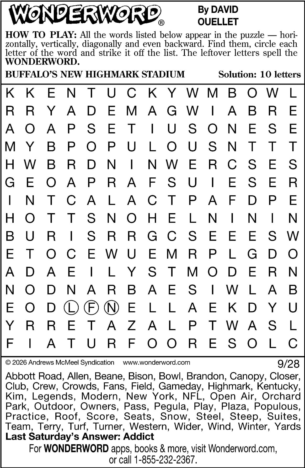 邦楽 Eve WonderWord Wonderword puzzles for Week of Sept. 27, 2026 | Multimedia
