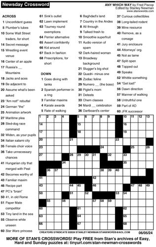 Crossword puzzles for Week of June 2 2024 Multimedia dcourier com