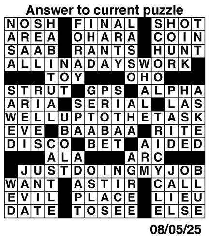 Crossword puzzles for Week of Aug 3 2025 Multimedia dcourier com
