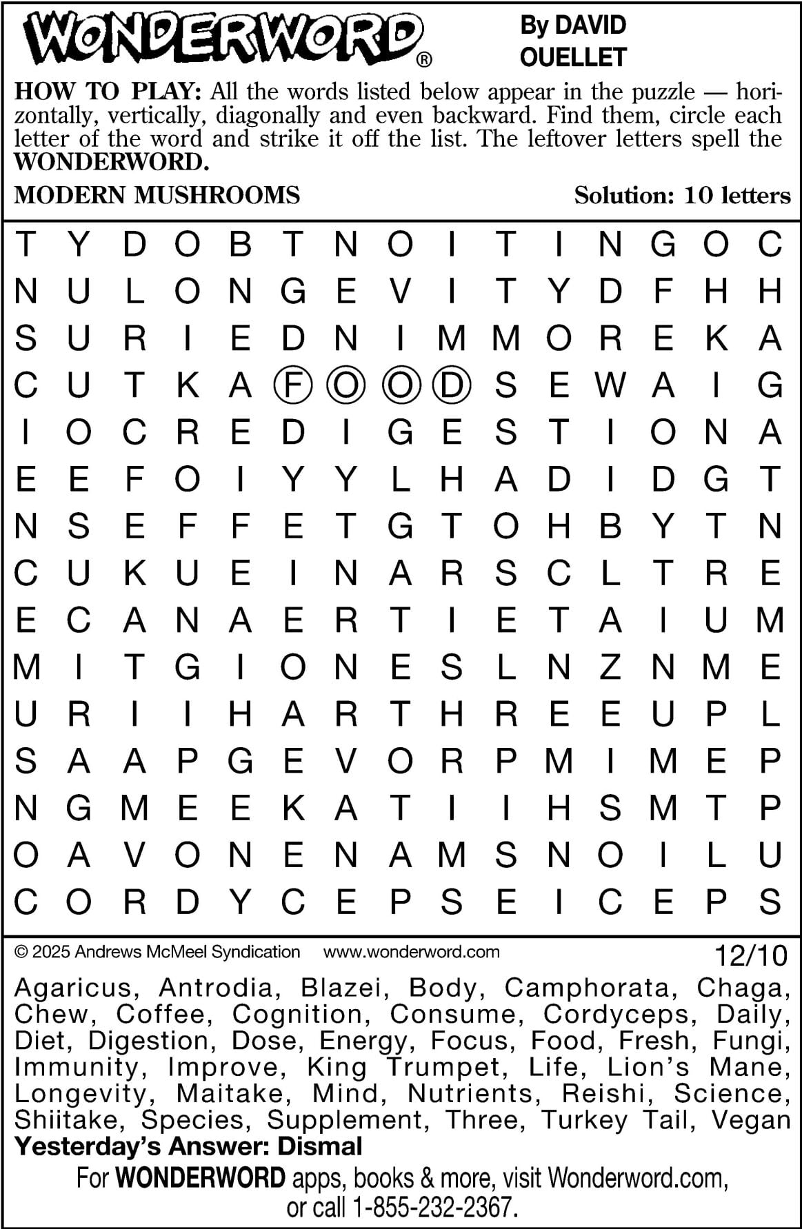 Wonderword puzzles for Week of Dec. 7, 2025 Multimedia