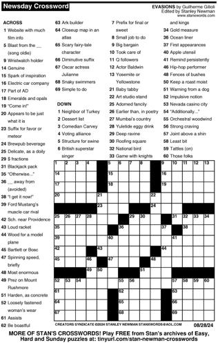 Crossword puzzles for Week of Aug 25 2024 Multimedia dcourier com