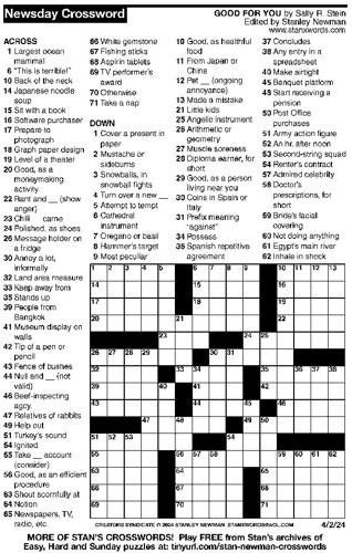 Crossword puzzles: Week of March 31 2024 Ap dcourier com
