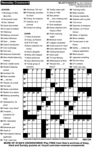 Crossword puzzles for Week of Aug 18 2024 Multimedia dcourier com