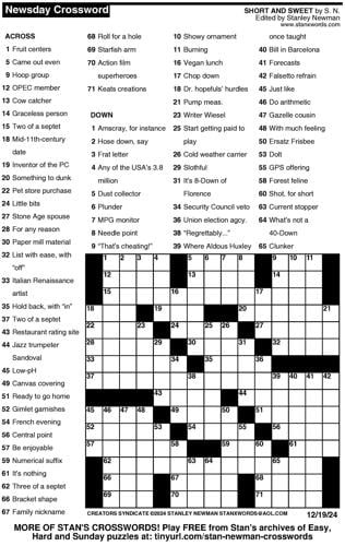 Crossword puzzles for Week of Dec 15 2024 Multimedia dcourier com