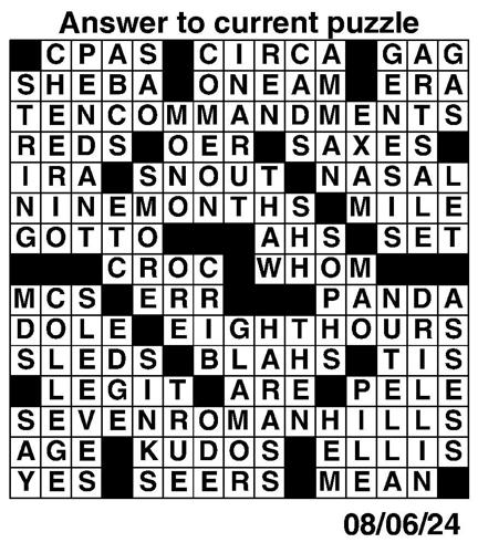 Crossword puzzles for Week of Aug 4 2024 Multimedia dcourier com