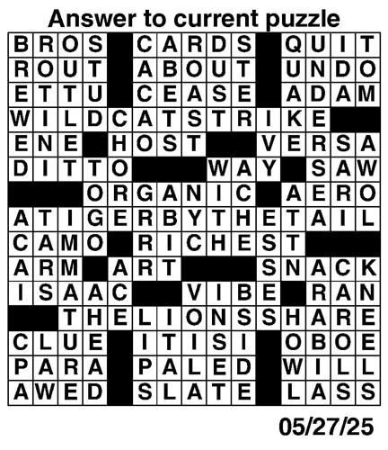 Crossword puzzles for Week of May 25 2025 Multimedia dcourier com