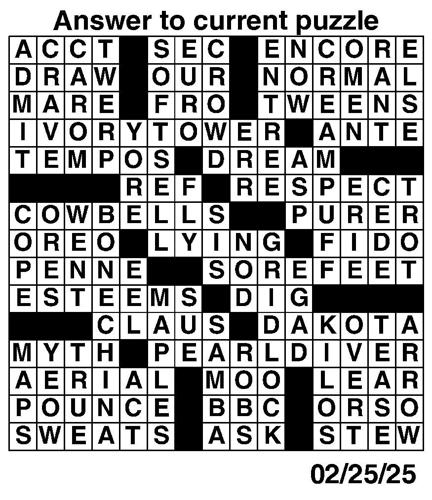 Crossword puzzles for Week of Feb 23 2025 Multimedia dcourier com