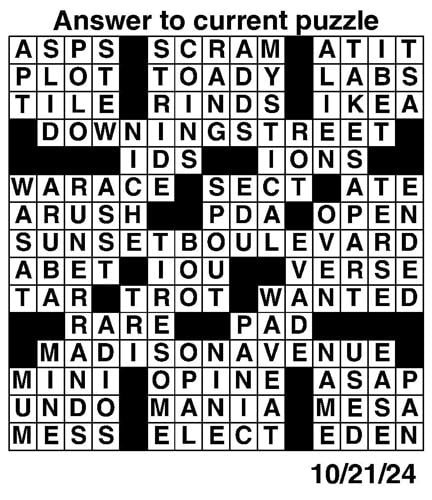 Crossword puzzles for Week of Oct 20 2024 Multimedia dcourier com