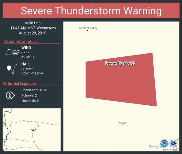 Severe thunderstorm warning for DeweyHumbolt area News