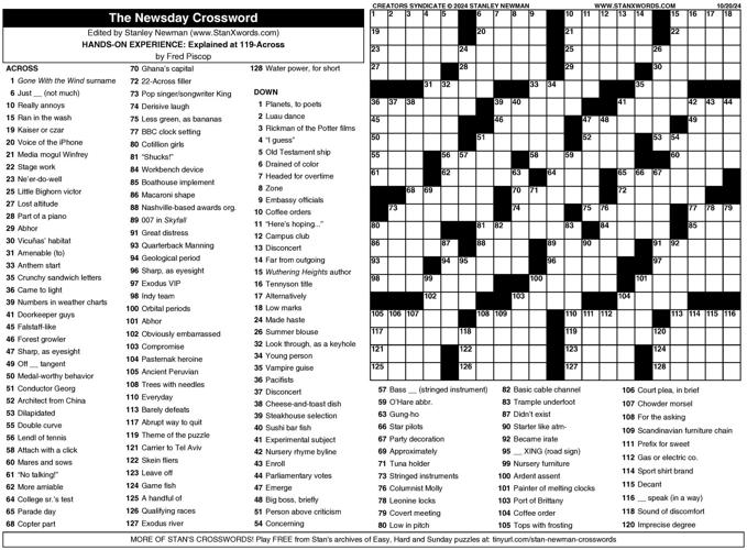 Crossword puzzles for Week of Oct 20 2024 Multimedia dcourier com