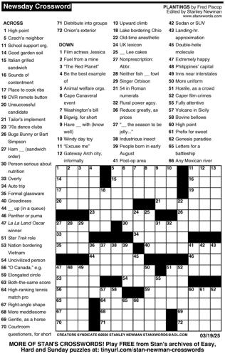 Crossword puzzles for Week of March 16 2025 Multimedia dcourier com