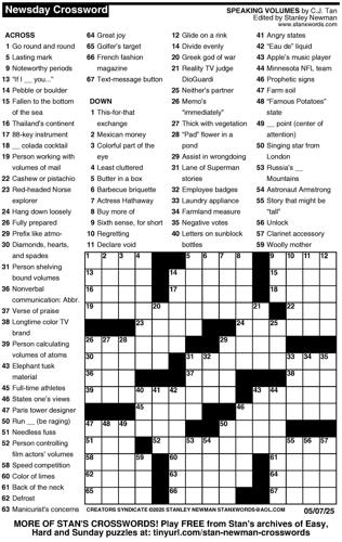 Crossword puzzles for Week of May 4 2025 Multimedia dcourier com