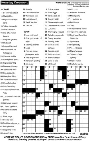 Crossword puzzles for Week of May 25 2025 Multimedia dcourier com