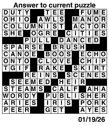 Crossword puzzles for Week of Jan 18 2026 Multimedia dcourier com