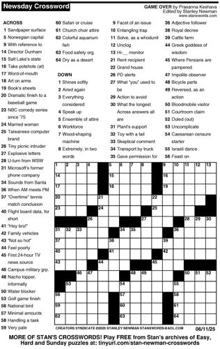 Crossword puzzles for Week of June 8 2025 Multimedia dcourier com