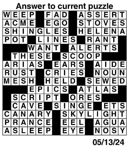 Crossword puzzles: Week of May 12 2024 Puzzles from Print Edition