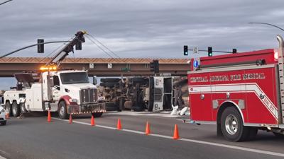 Photo: Truck/trailer rollover crash closes Glassford Hill Road near Highway 89A Tuesday