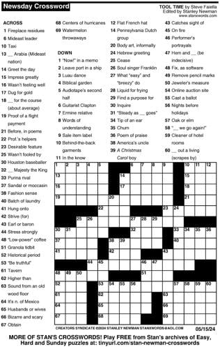 Crossword puzzles: Week of May 12 2024 Puzzles from Print Edition